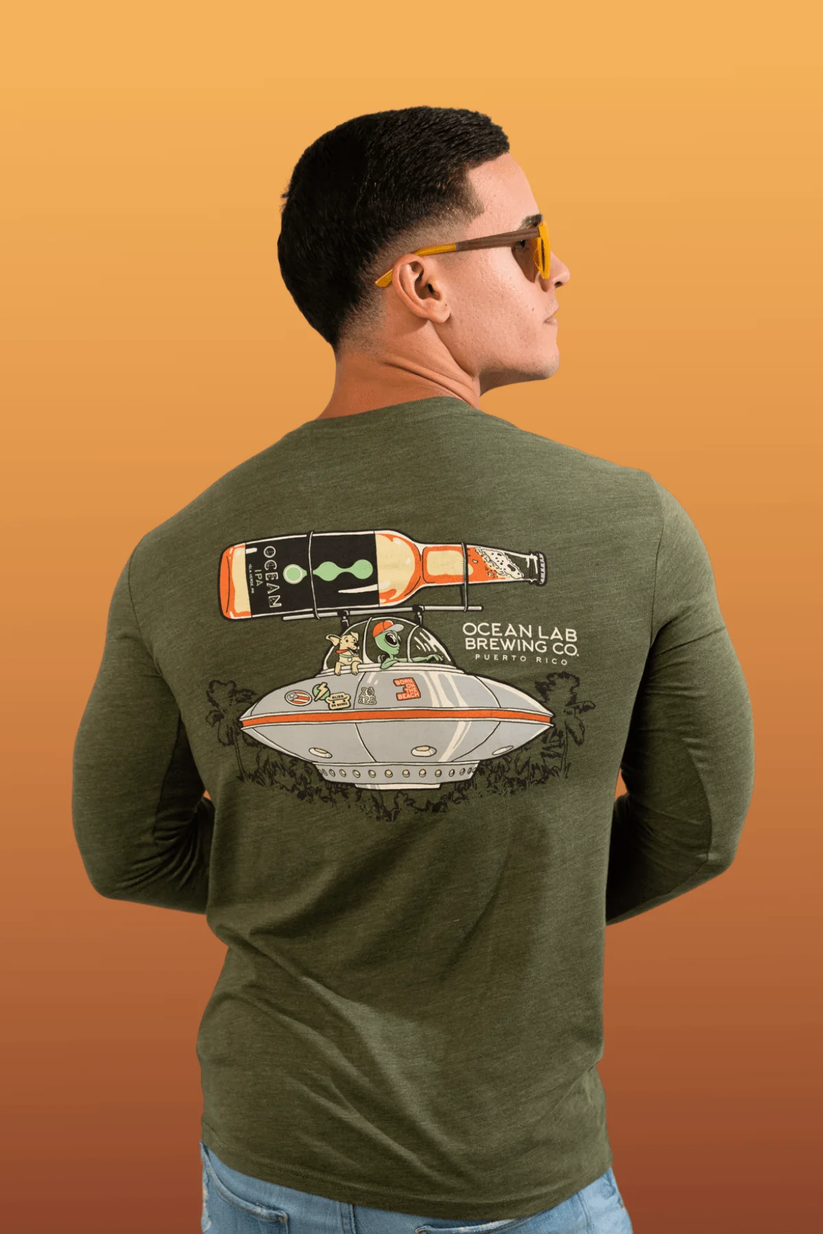 Alien IPA Abduction Tri-Blend Long Sleeve T-Shirt - Image 3