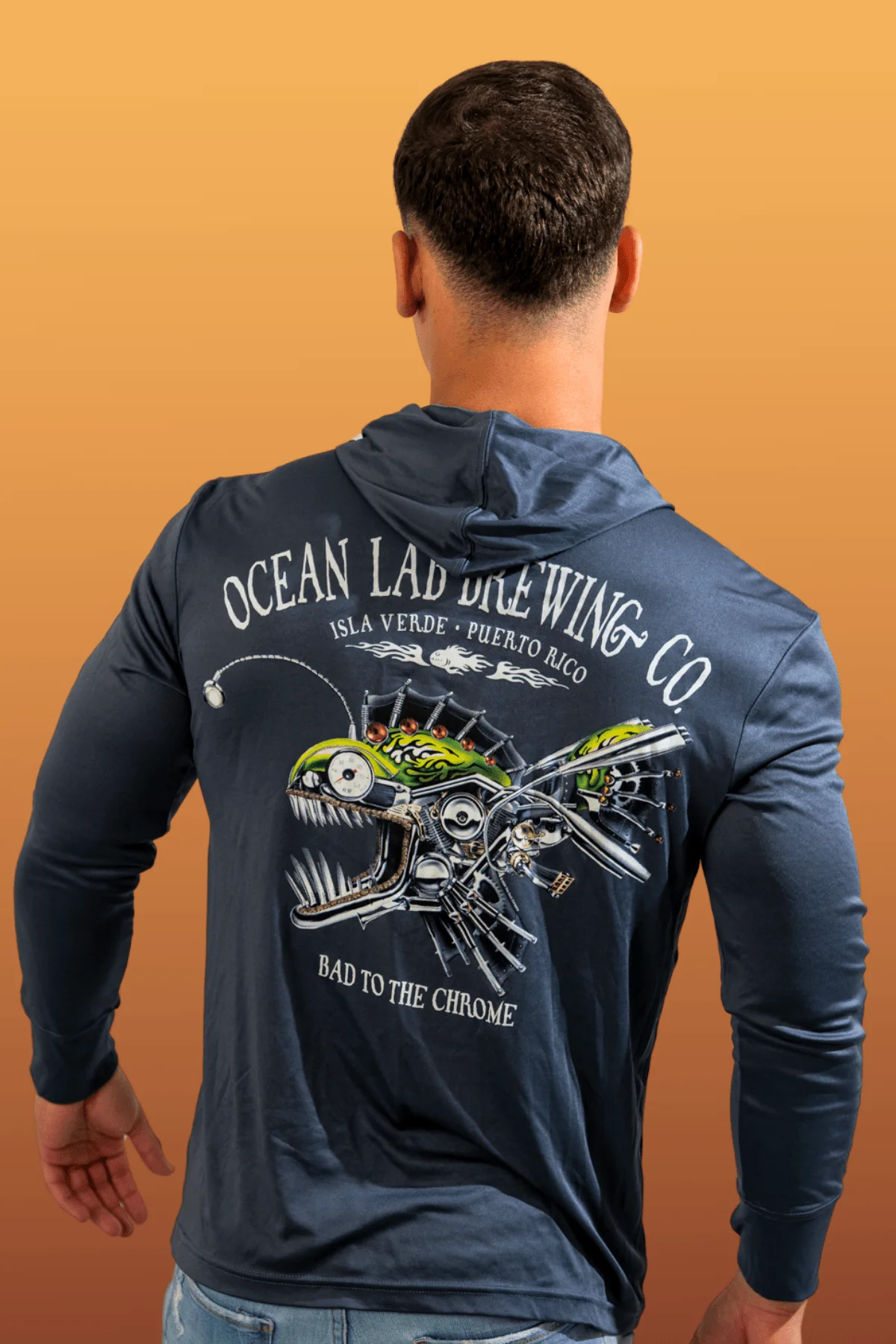 Bad to the Chrome Hooded Rashguard - Storm Blue Black