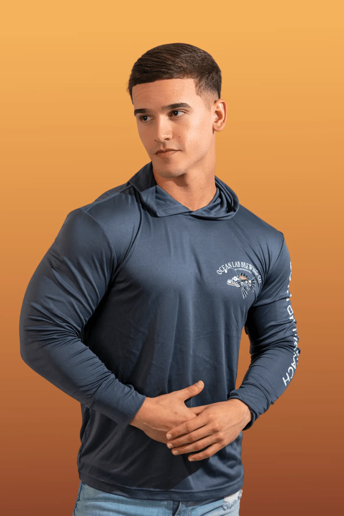Bad to the Chrome Hooded Rashguard - Storm Blue Black - Image 3