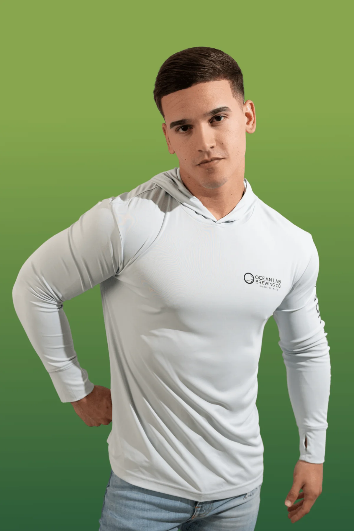 Beer'd Hopster Hooded Rashguard - Pearl Grey - Image 3