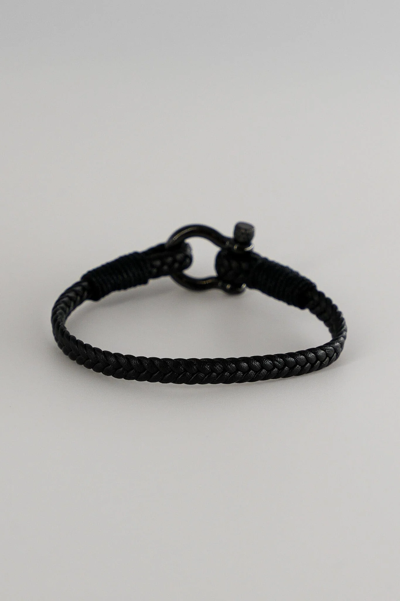 Braided Leather Shackle Bracelet - Image 2
