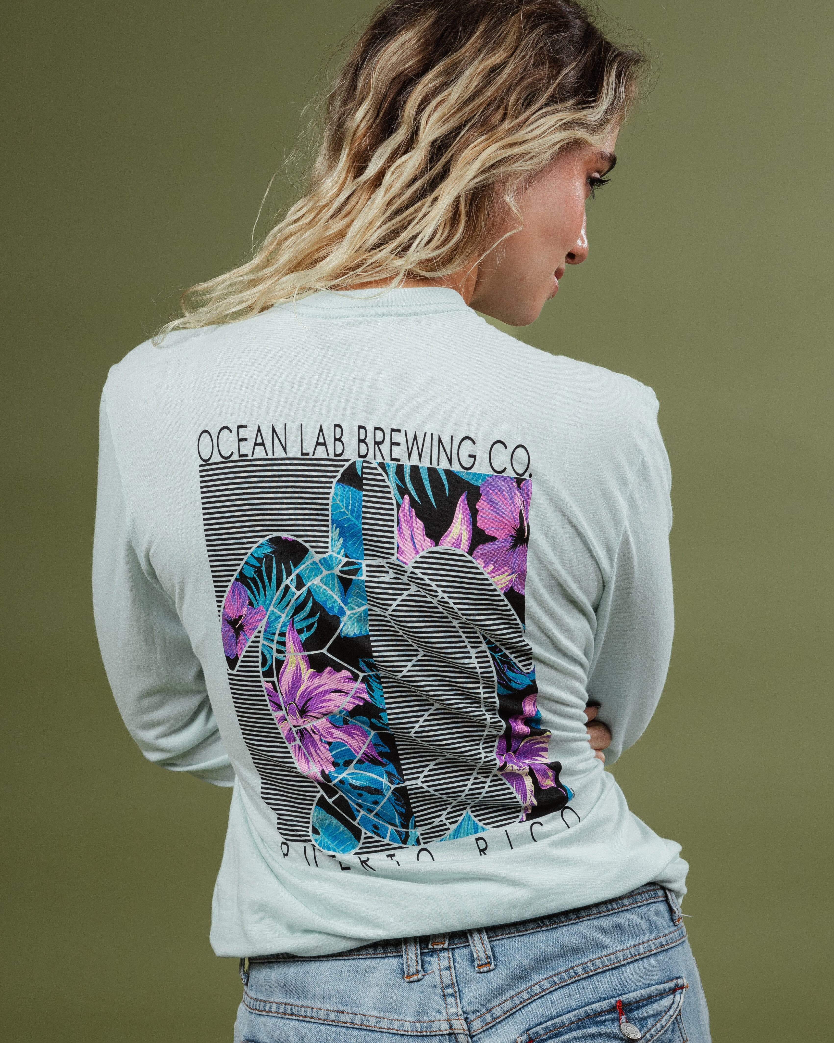 Flowers & Lines Turtle Tri-Blend Long Sleeve T-Shirt