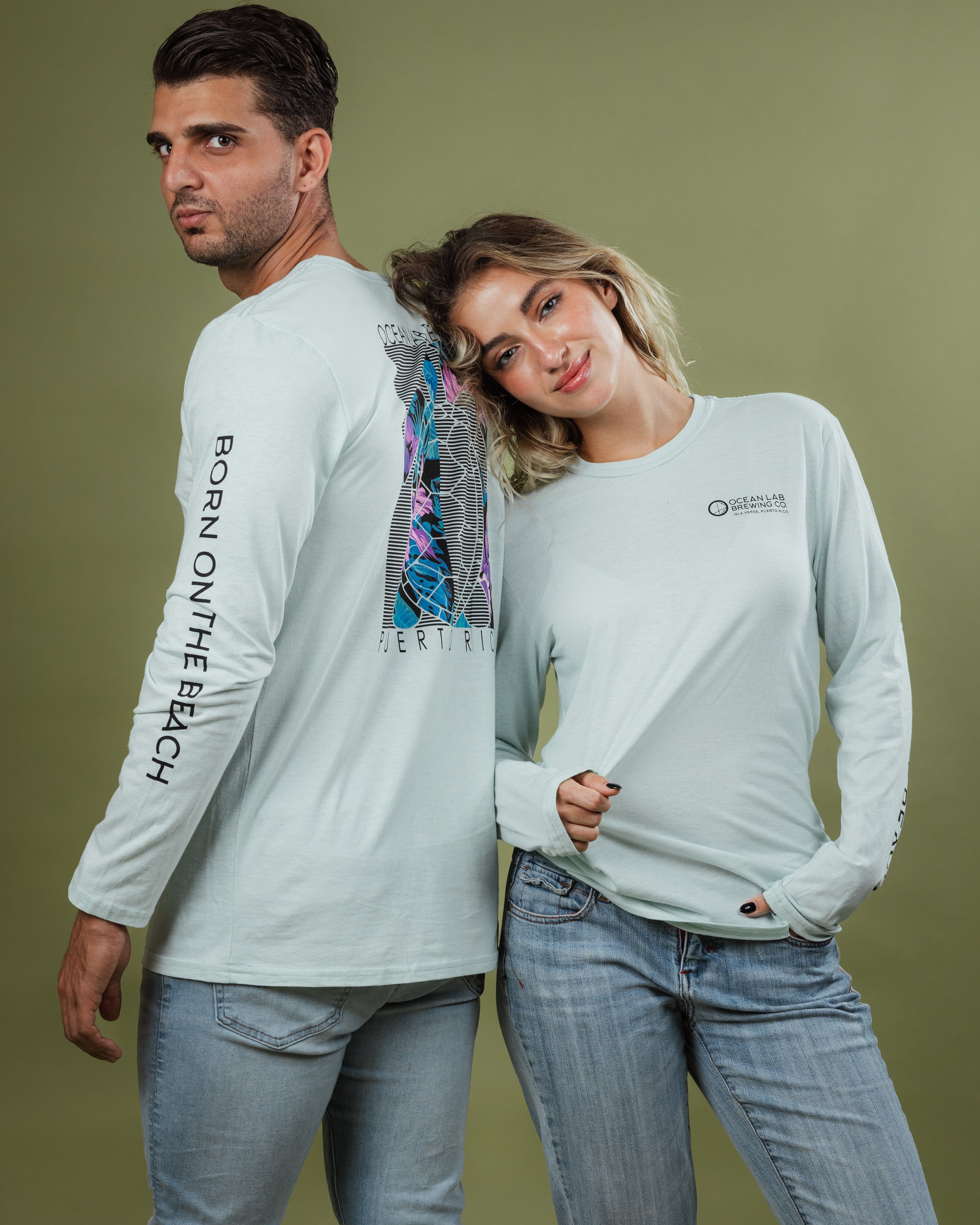 Flowers & Lines Turtle Tri-Blend Long Sleeve T-Shirt - Image 2
