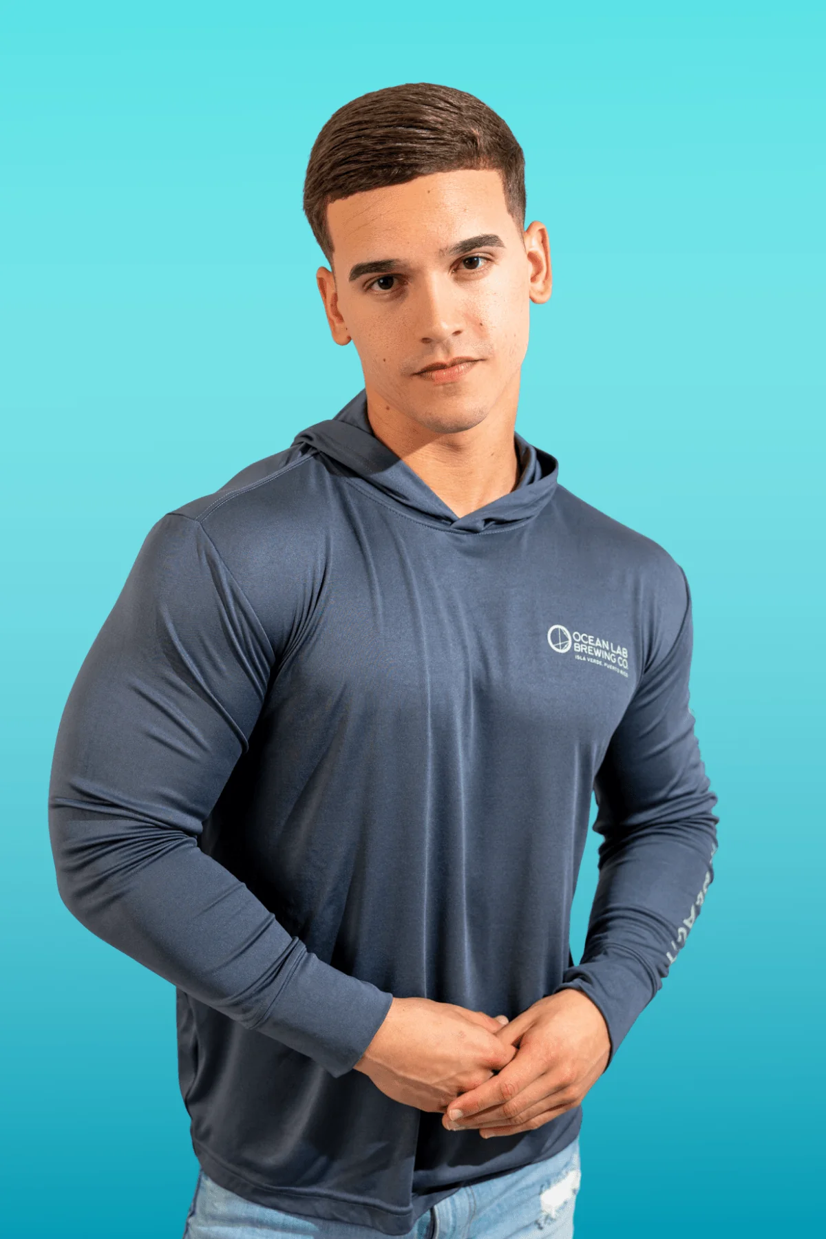 Helmet Hooded Rashguard - Storm Blue Black - Image 2