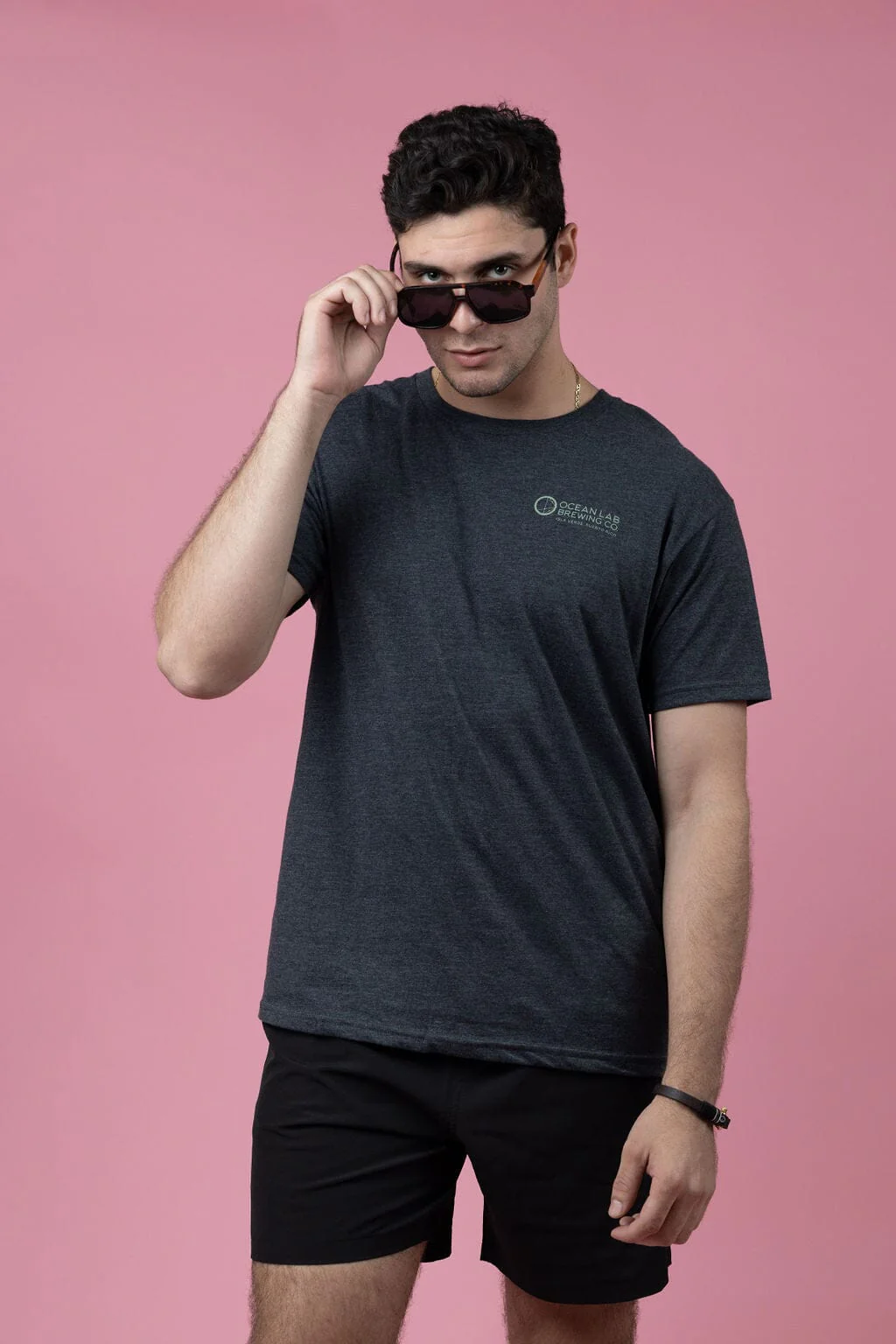 Helmet Short Sleeve T-Shirt- Heather Charcoal - Image 2