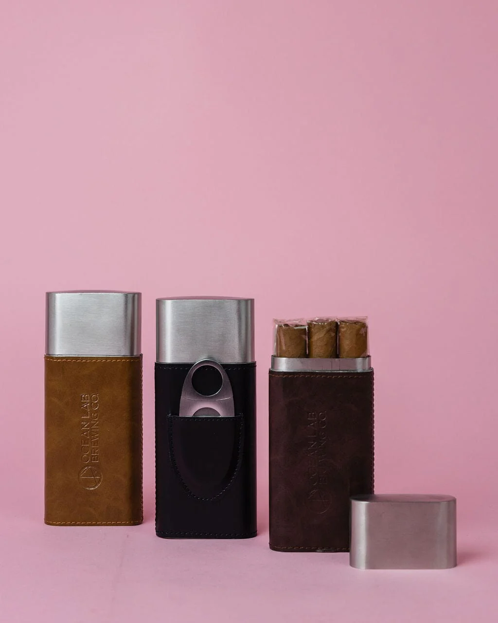 Stainless Steel and Leather Cigar Case - Image 5