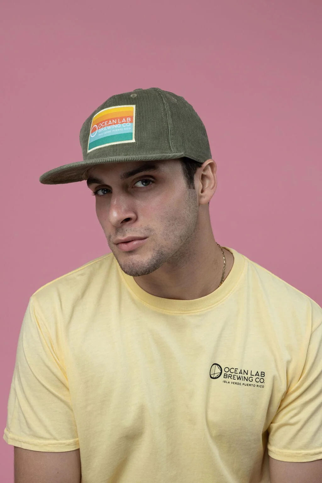 Ocean Lab 5 Panel Corduroy Cap - Olive - Image 4