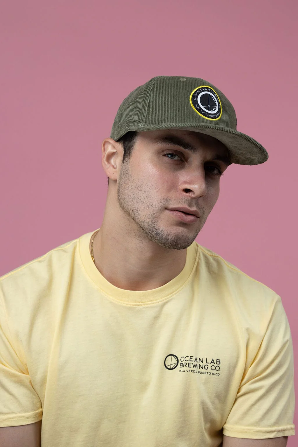 Ocean Lab 5 Panel Corduroy Cap - Olive - Image 6