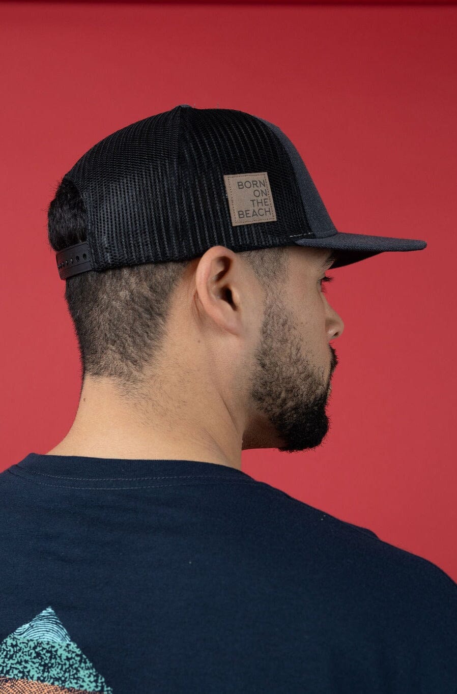 Flat Bill Trucker Cap - Black - Image 3
