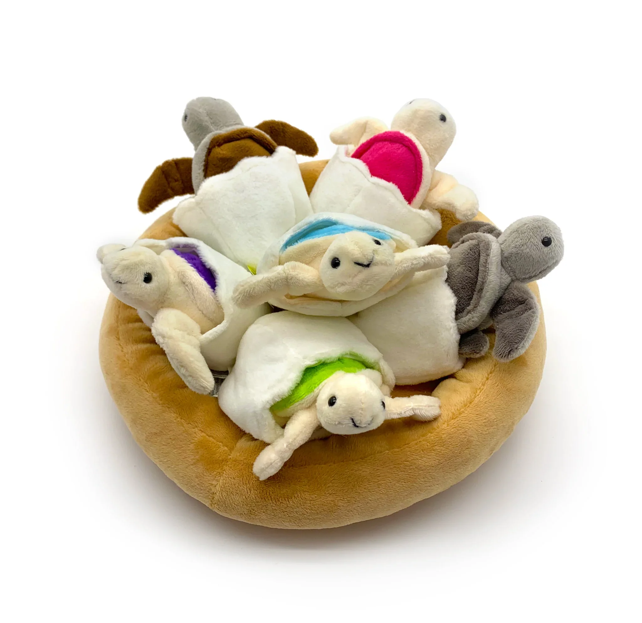 Six Hatchling Turtle Plush Toys in Nest