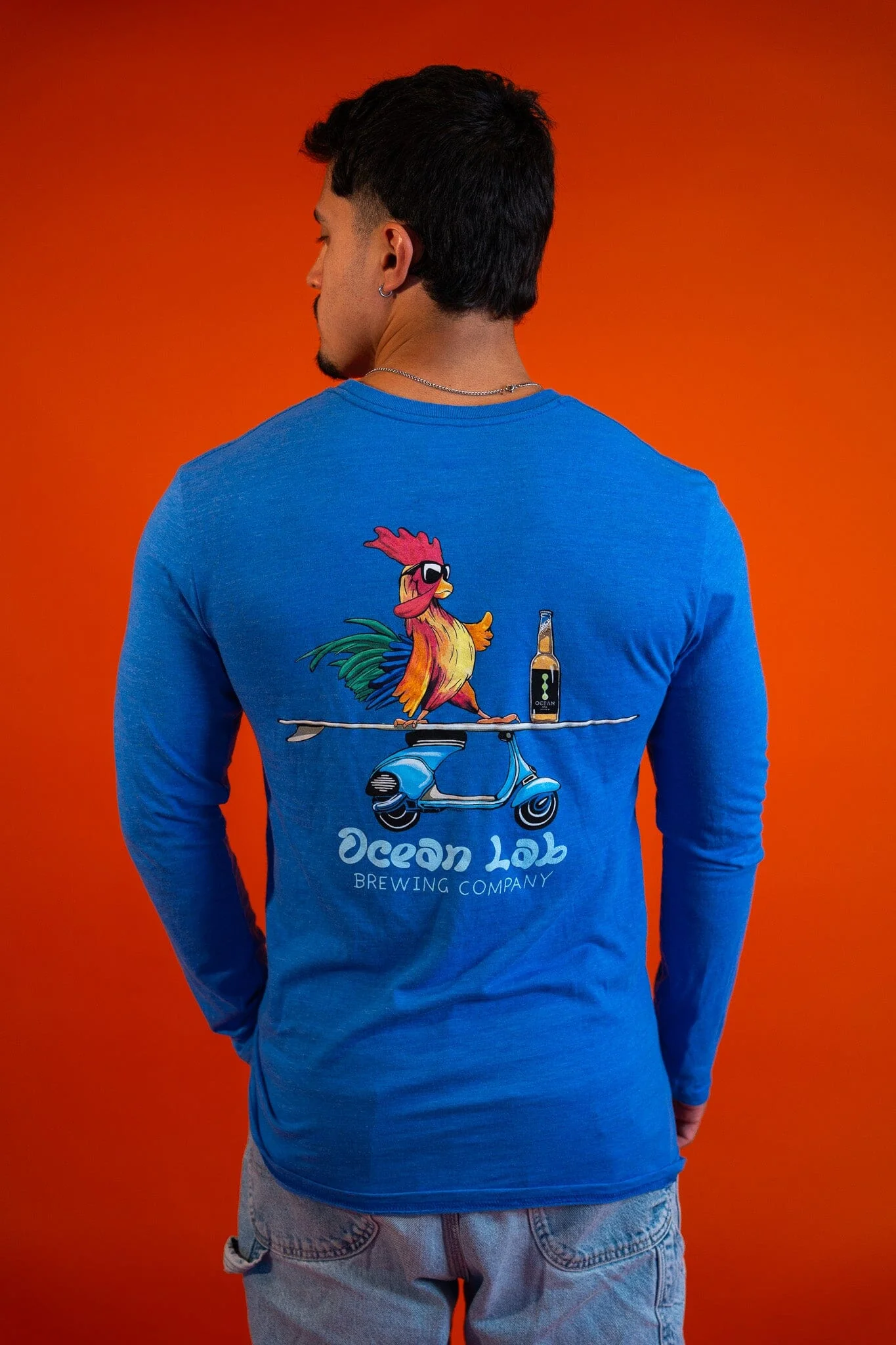 Surfing Rooster Tri-Blend Long Sleeve T-Shirt