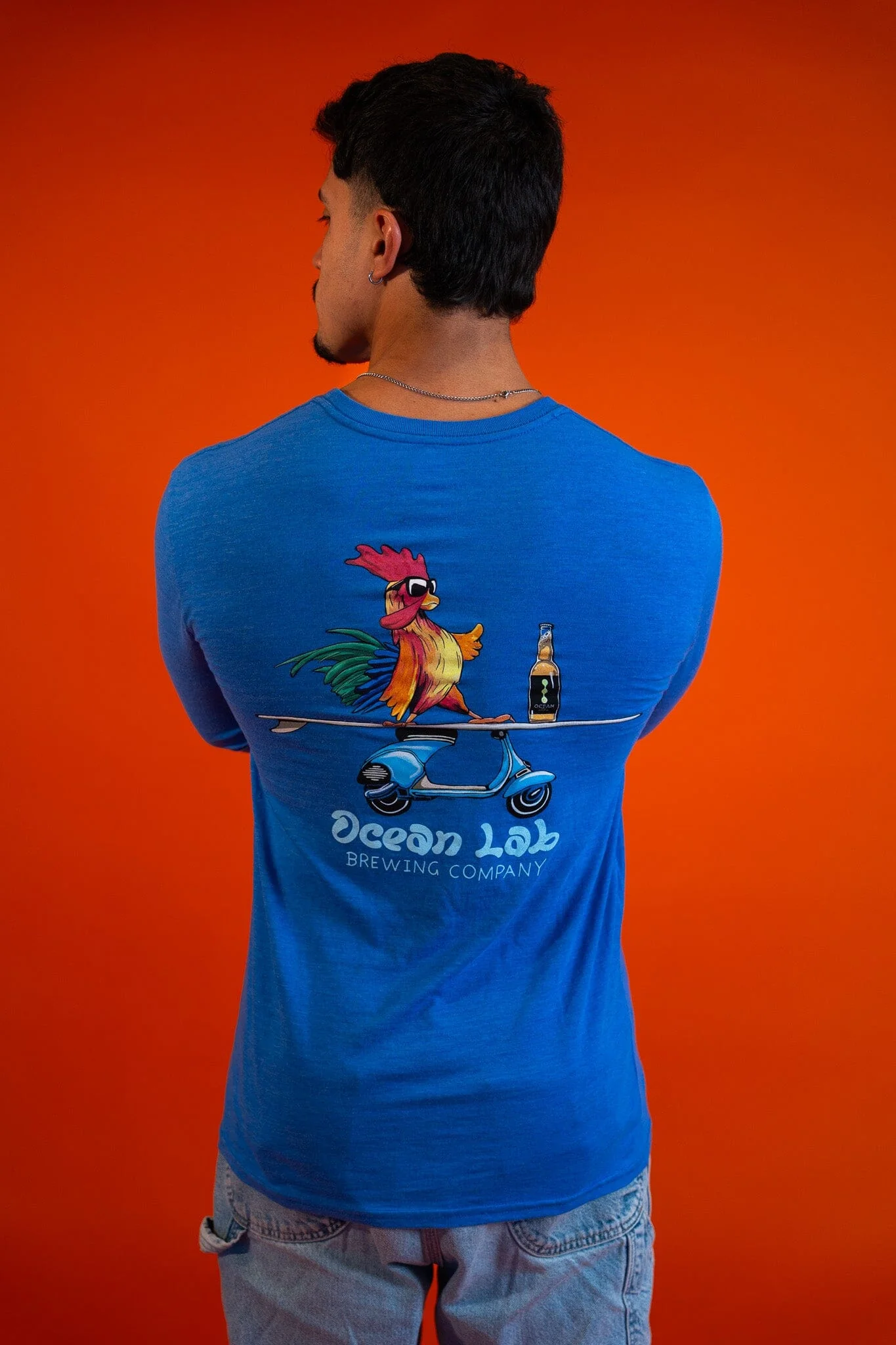 Surfing Rooster Tri-Blend Long Sleeve T-Shirt - Image 5
