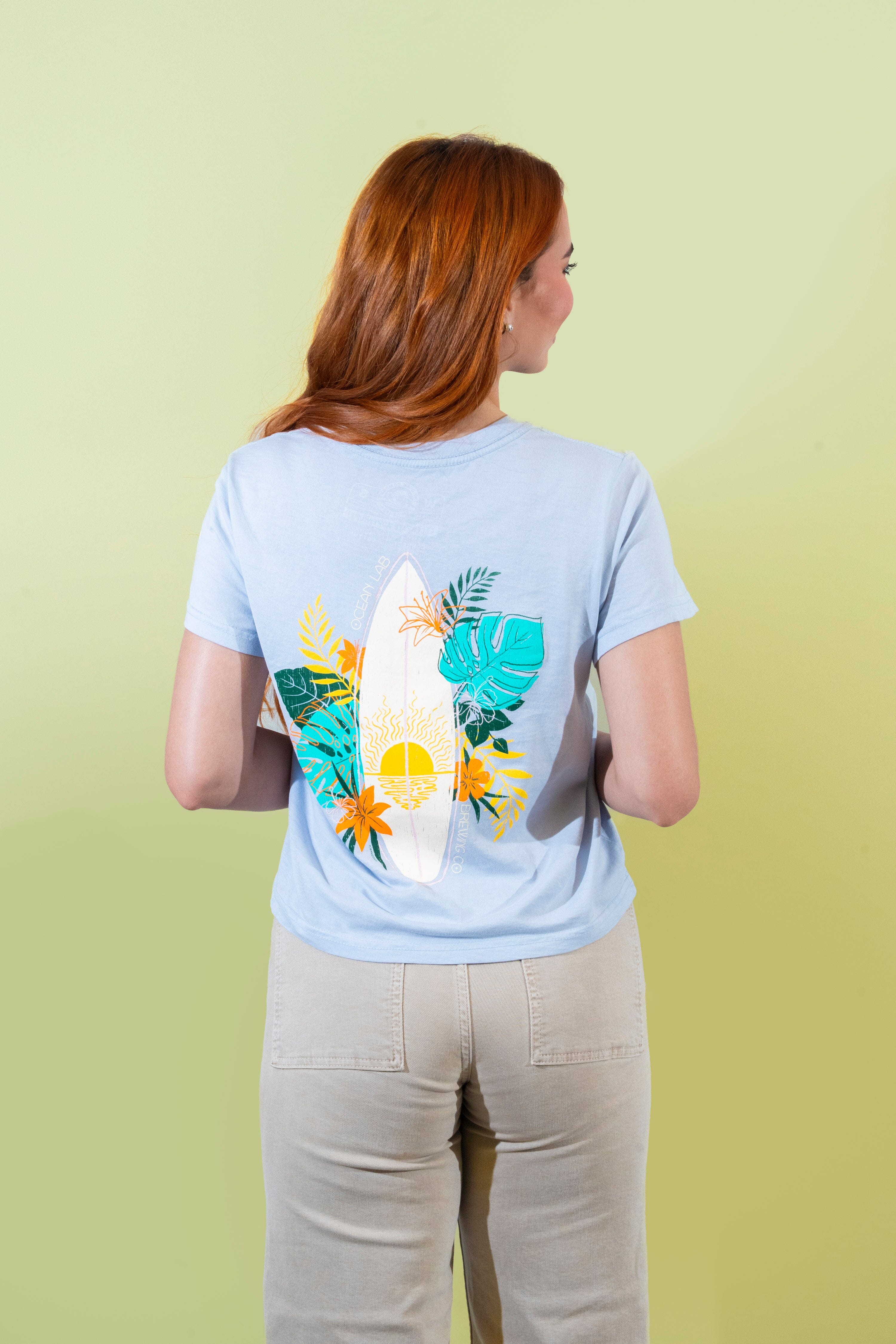 Tropical Surf Cropped Ladies Tee