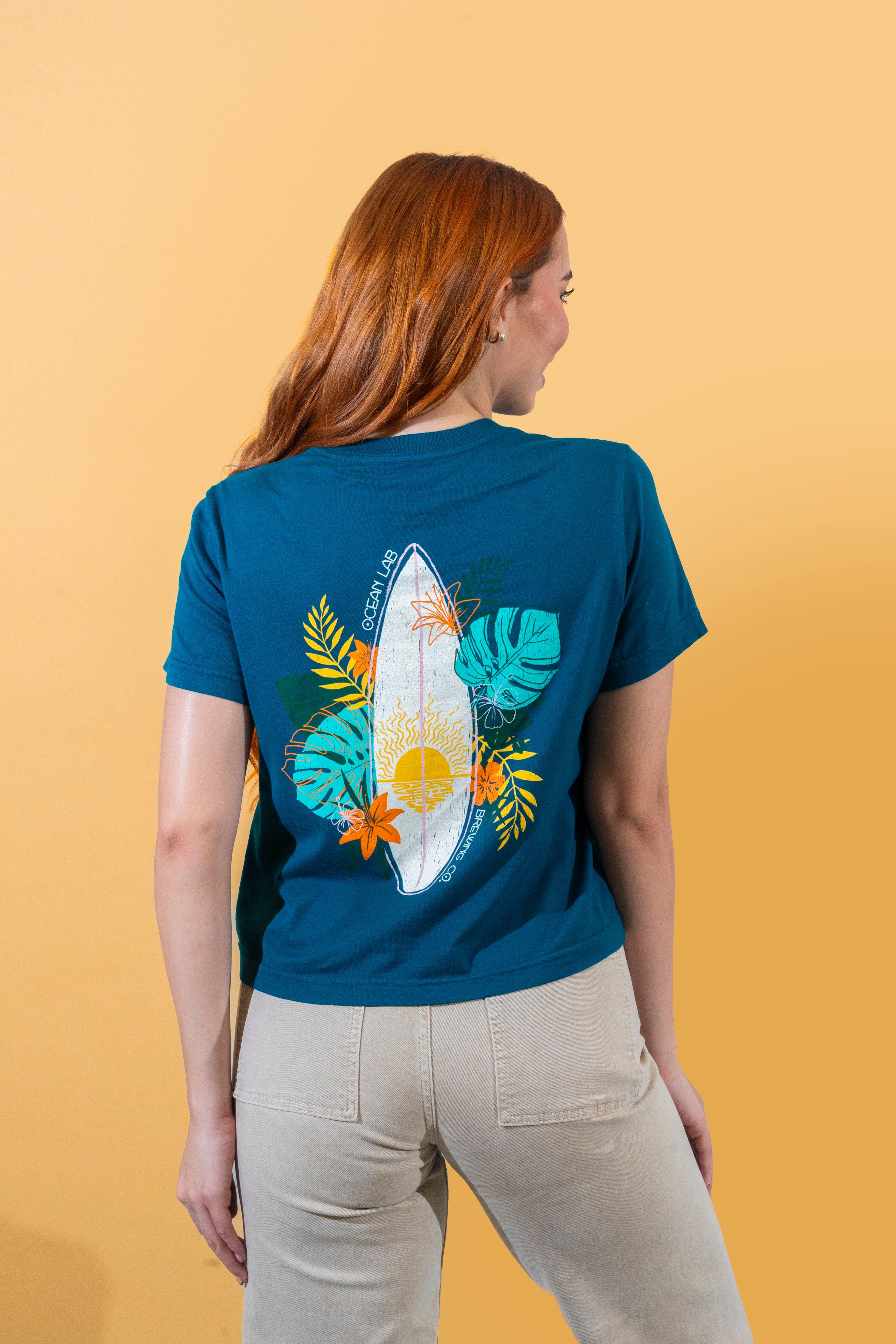 Tropical Surf Cropped Ladies Tee - Image 4