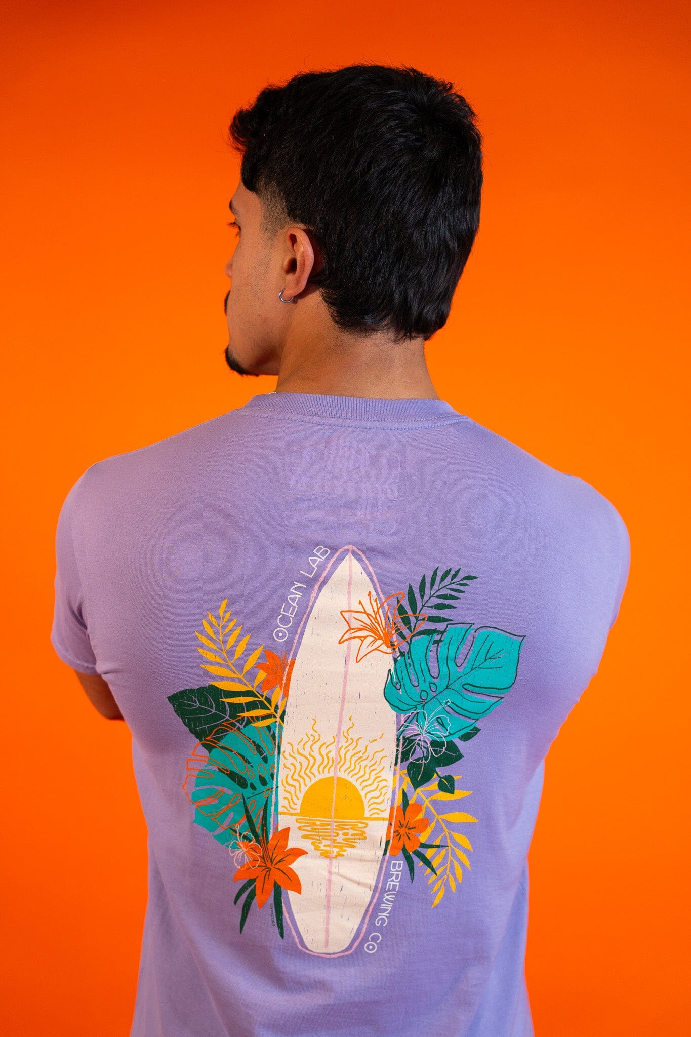 Tropical Surf Short Sleeve T-Shirt - Alpine Aster - Image 6