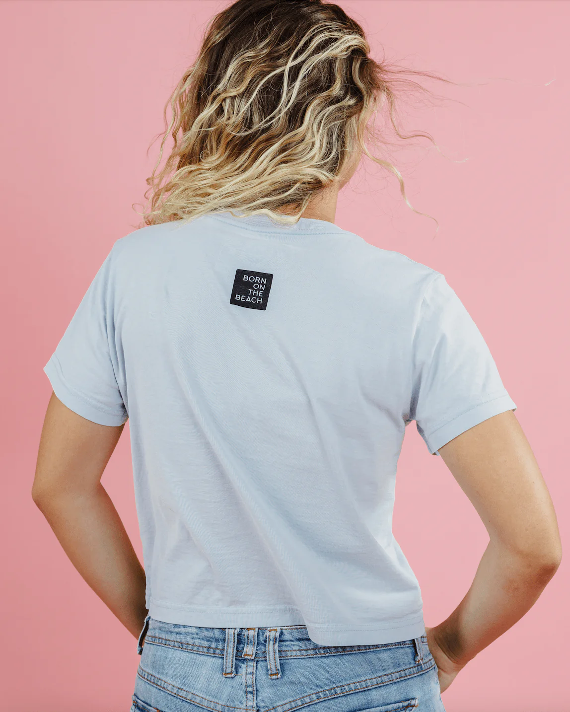 Flowers & Lines Turtle Cropped Ladies Tee - Periwinkle - Image 2