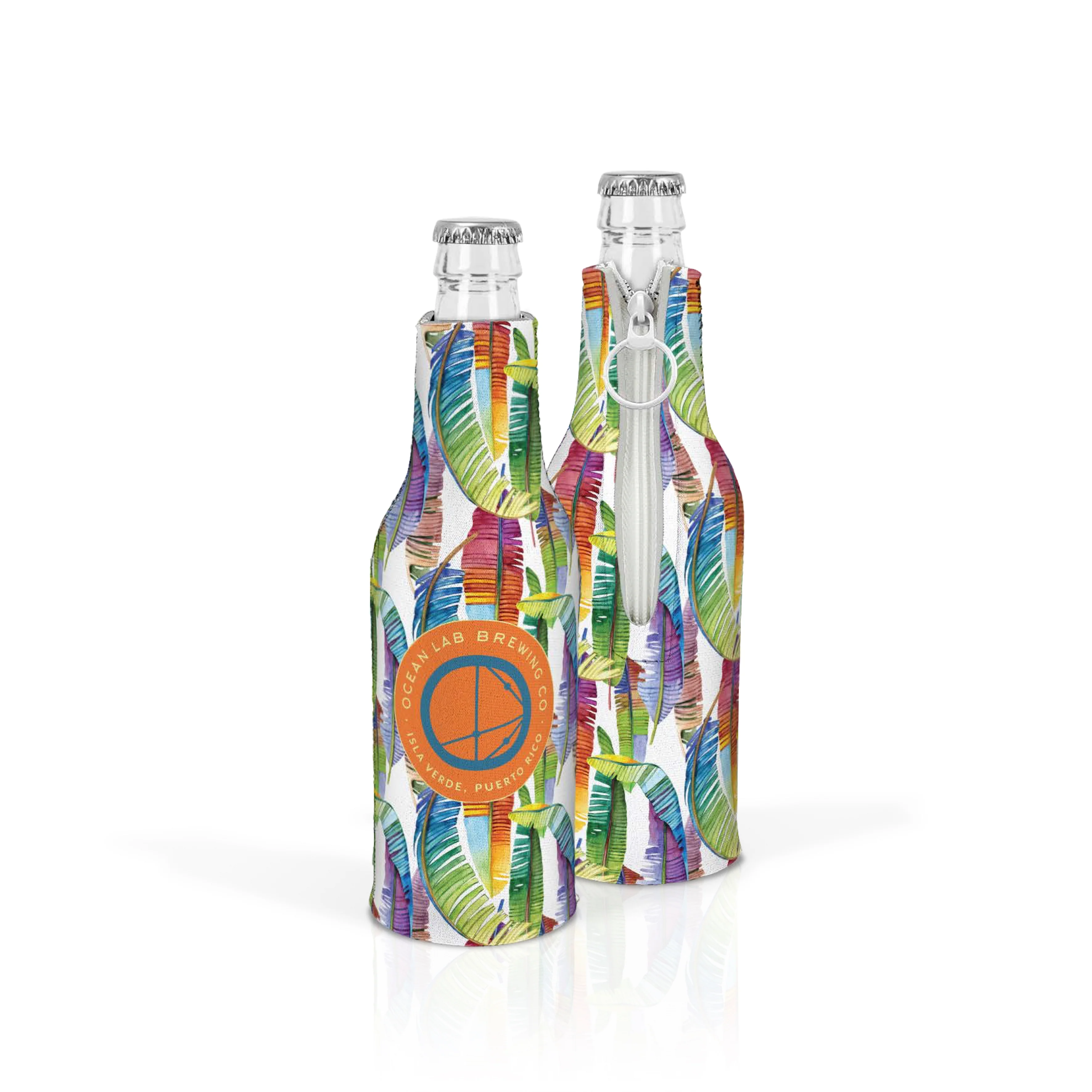 Water Color Palm Leaves Bottle Cooler