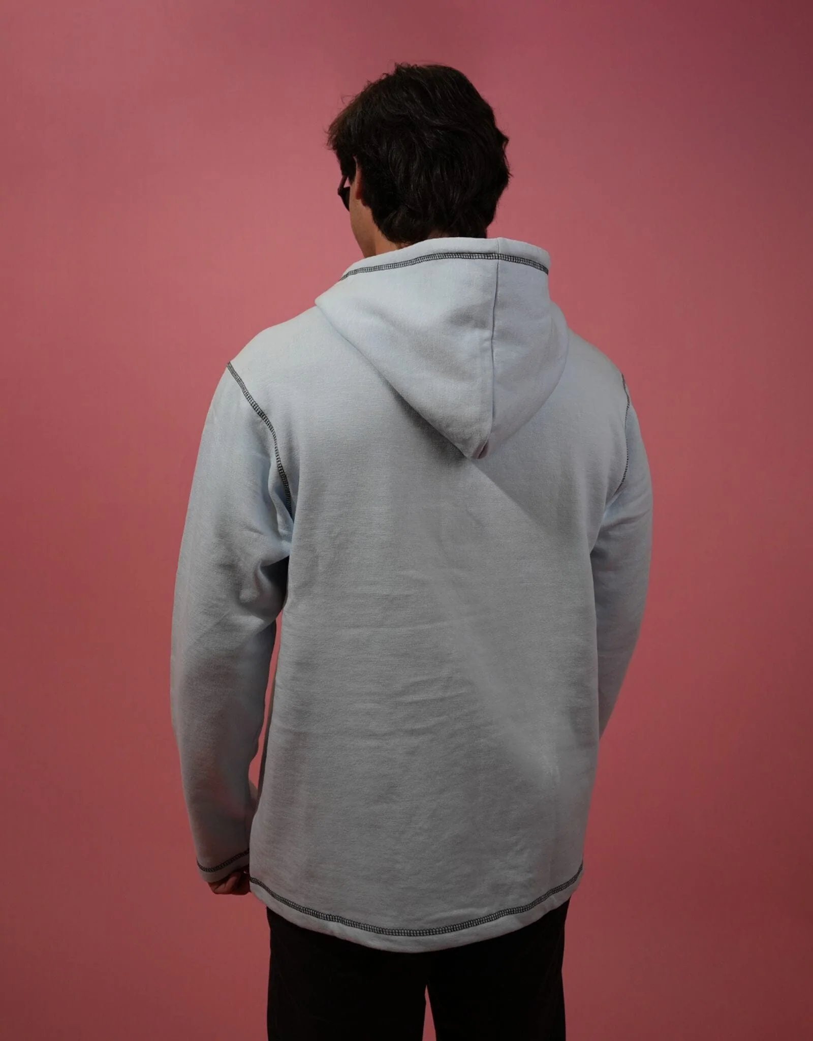Zip Up Classic Hoodie - Light Blue - Image 3