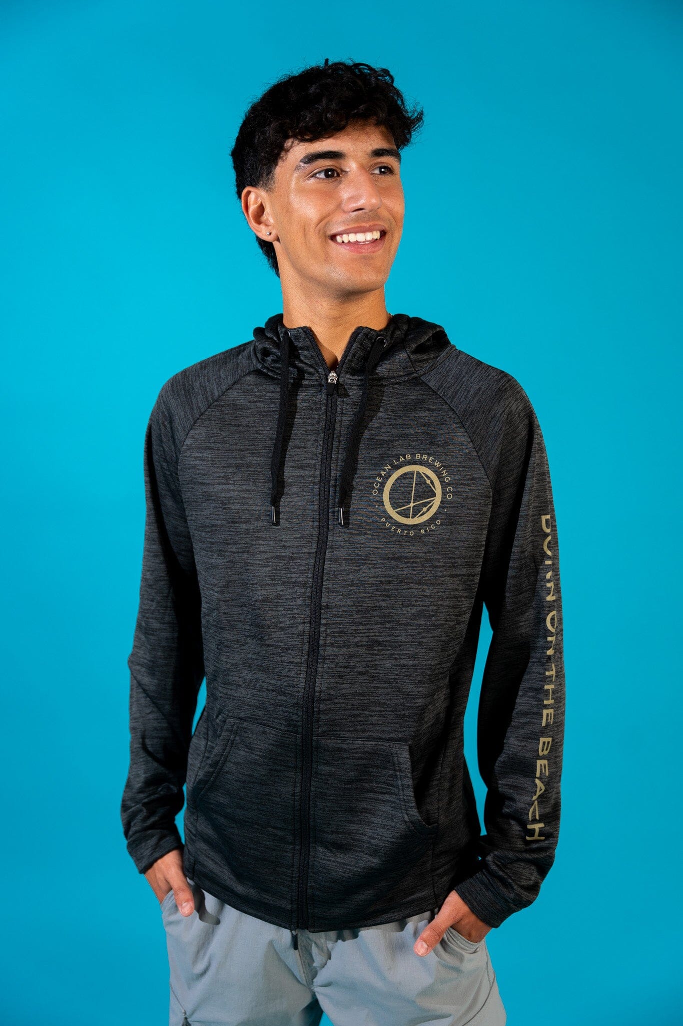 Zipper Hooded Sweatshirt - Heather Camo - Image 2