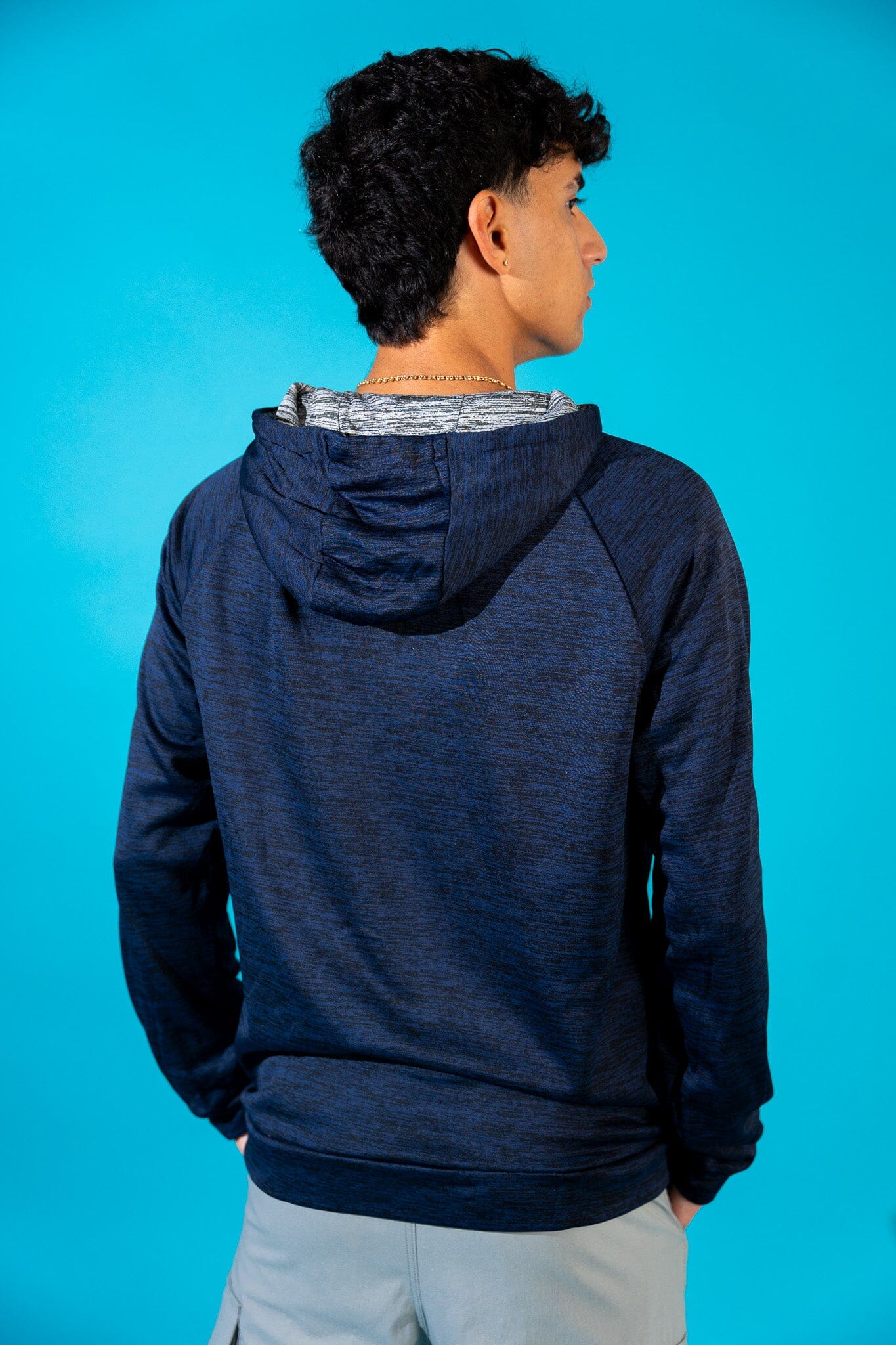 Zipper Hooded Sweatshirt - Navy - Image 4